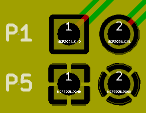 TOP層鋪鋪的狀態，到下方排pad為GND，連接GND Copper zone 都是設定Thermal relief Pad